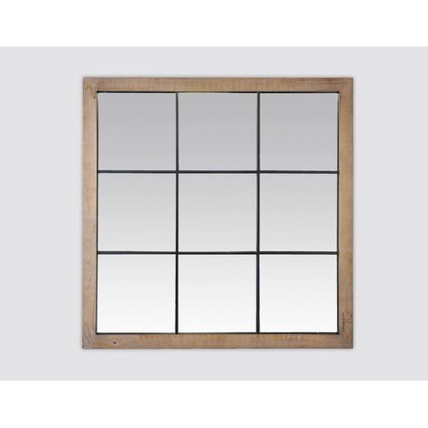 Miroir industriel carré effet fenêtre 9 vues 100x100cm (1/2)
