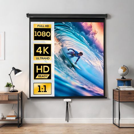 Écran de projection 152 x 152 cm 4K pour home cinéma et bureau (1/5)