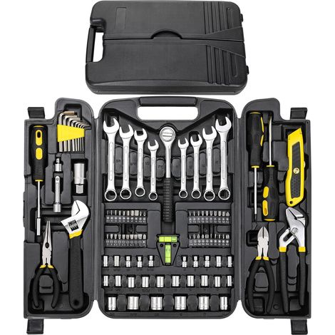 95 Pièces Boîte à Outils, Kits d’Outils Portable Caisse Outils  inclu Kit Tournevis, Jeux de douilles, Outils Bricolage Réparation Combiné Mallette à Outils Pour Maison ou Garage (Jaune) (1/5)