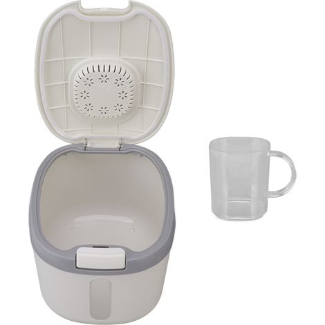 Boîte de Rangement Airtight pour Riz, Grains et Farine avec Fenêtre Transparente, Gris (Capacité 10kg) (1/5)