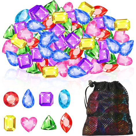 150 Pieces 1" Colorful Gemstones Diving Stones Kids Swimming Pool Diving Toy Colorful Gems for Diving Games, Treasure Hunt (1/5)