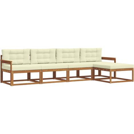 vidaXL Outdoor Sofa Set with Cushion 5 pcs Natural and Cream (1/4)