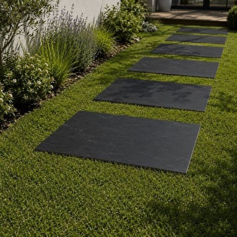 Pas Japonais Rectangle en Ardoise Noire 80x50x2-4 cm - À l'unité - Ti'ma Stone (1/5)