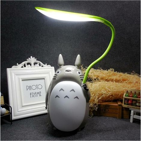 Cartoon Totoro Lampe de bureau de chargement USB Veilleuse créative à double usage (ventre de chinchilla blanc) (1/4)