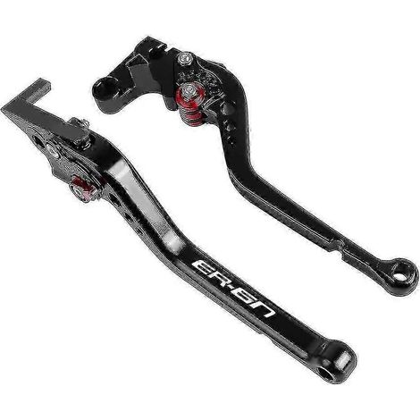 Compatible avec les motos Kawasaki ER6N (2009-2016, 2014, 2013, 2015) : leviers de frein et d'embrayage courts/longs (longs, noirs). (1/5)