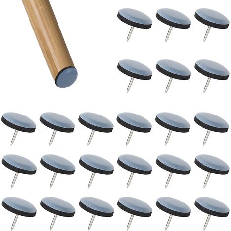 24 Pièces Patins pour Meubles avec Clous Ø 25 mm - Patin Chaise Rond pour Déplacer Meubles Lourds sans Effort - Patins Glisseurs Protection Sols Anti-Bruit (1/5)