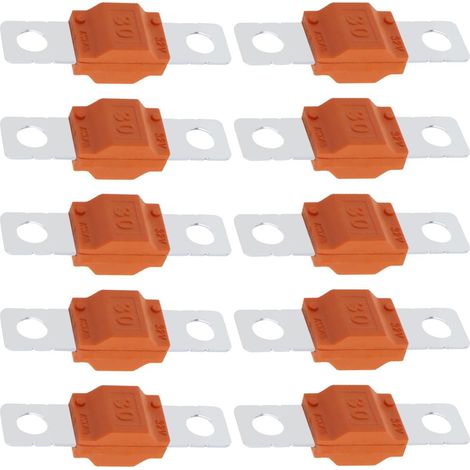 10 Pièces Fusibles Midi à Courant Élevé 32V 30A, Lot de Fusibles Boulonnés Orange pour Voitures, Camions, Bus, Véhicules d'Ingénierie et Navires (1/5)