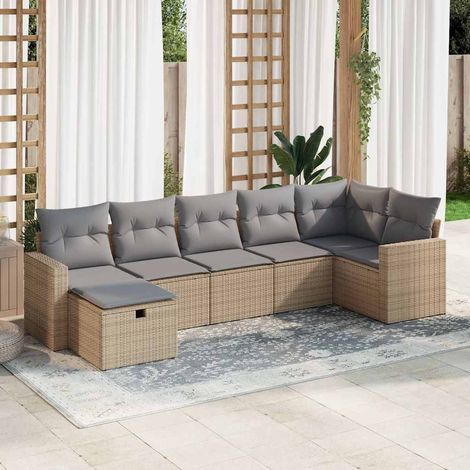 Maison Exclusive - Set sofás de jardín 7 piezas y cojines ratán s (1/5)