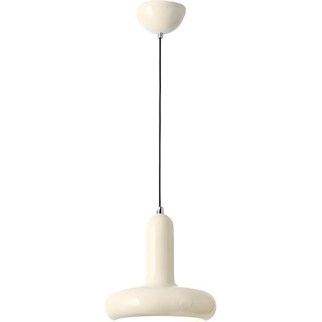 Suspension Luminaire Moderne Coloré – Douille E27, Câble Réglable 150cm, Plafonnier Métal Peint pour Cuisine, Chambre, Salle à Manger, Café ou Intérieur Minimaliste (Crème)