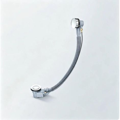Vidange de baignoire chromée avec trop-plein et vidange automatique chromée,bouchon de baignoire et bonde pour baignoire standard G11/2", tuyau de 650 mm (1/4)