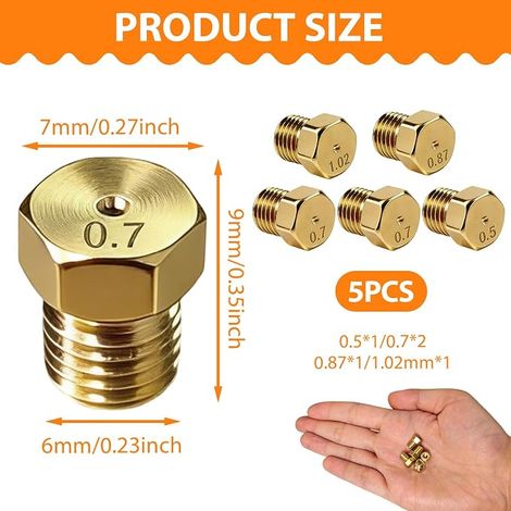 Gicleur Gaz Butane, pour Gazinière, Cuisinière et Plaque de Cuisson, Kit de Conversion Gicleur Gaz Bouteille Butane pour Gazinière et Brûleur 0,5/0,7/0,87/1,02 (1/4)