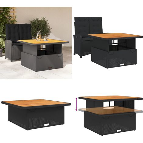 Ensemble à manger de jardin coussins 2pcs noir résine tressée - Banc de jardin - Table de jardin (1/5)
