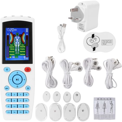 Appareil de stimulation musculaire EMS TENS 16 modes, massage par impulsions pour soulagement naturel de la douleur, 110-240V avec prise UK. (1/5)