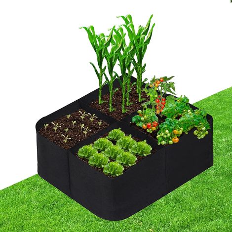 Lits de Jardin surélevés en Tissu pour l'extérieur, 6,1 x 60,6 cm, 4 Compartiments, Sacs de Culture pour Plantes, Pots de Fleurs et légumes Respirants pour Culture de Pommes de Terre, Sacs de (1/5)