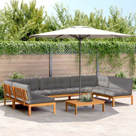 6-tlg. Garten-Sofagarnitur aus Paletten mit Kissen Akazienholz (1/5)