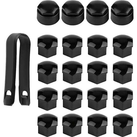 20 pieces 17 mm high-quality bolt nut covers (4 pieces locking caps + 16 pieces regular caps), hexagonal protective caps for wheel nuts, with removal tool (black) MUMU (1/4)