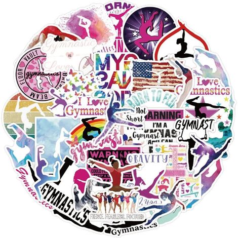 KOWOLL 50 autocollants de gymnastique Autocollants en vinyle sur le thème de la gymnastique - Motivation sportive - Pour gourde, vélo, téléphone, valise (1/5)