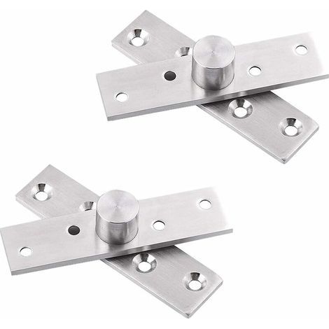 Charnière pivotante de porte à 360 degrés, 2 charnières pivotantes à axe central de porte en acier inoxydable, charnières de porte rotatives dissimulées robustes avec vis de fixation (75 x 17 mm) (1/5)