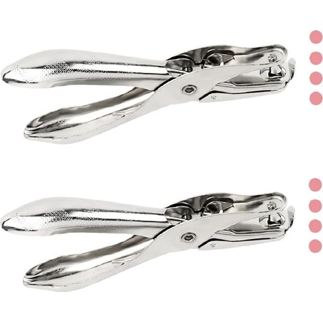 Juego de 2 perforadoras, orificio redondo de 6 mm, metal, mango ergonómico, bandeja recolectora, para manualidades. (1/5)