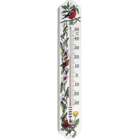 TFA Dostmann Analoges Innen-Außen-Thermometer Thermometer Weiß, Blumen 12.3040.20