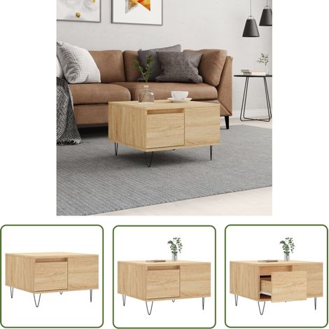 The Living Store Couchtisch Sonoma-Eiche 55x55x36,5 cm Holzwerkstoff - Couchtisch - Wohnzimmerstil - Esszimmertisch - Holztisch - Sideboard (1/5)