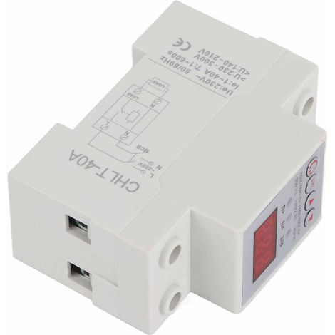 Über-/Unterspannungsschutzrelais 230 V 40 A, einstellbare Zeitverzögerung 1–90 s, automatische Rückstellung, DIN-Schienenmontage (1/5)