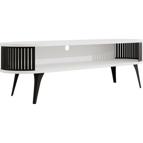 Mueble TV Vitum, Negro + Blanco, Número de puertas: 0, Número de cajones: 0, 140x44x40cm
