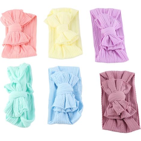 6er-Pack Babyhaarschleifen, niedliche, handgefertigte, weiche Haarbänder für Babys, Foto-Accessoires in Rosa, Blau, Taro, Lila, Beige, Mintgrün (1/5)