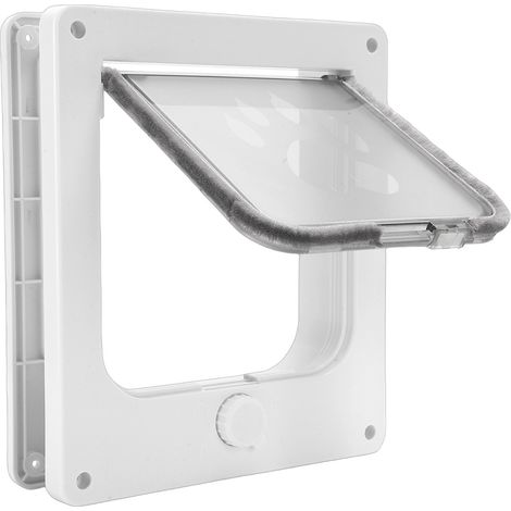 Chatière à 4 positions avec clapet de verrouillage, résistante aux intempéries, cadre en ABS renforcé, utilisation intérieure et extérieure, pour animaux jusqu'à 11 kg, blanche, taille L (1/5)