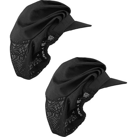 Lot de 2 toques de chef noires avec bord, idéales pour la cuisine et la pâtisserie. (1/5)