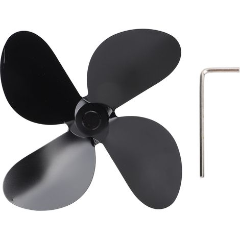 Pâle de ventilateur de poêle 4 pales en alliage d'aluminium, pièce de rechange noire pour accessoire de cheminée (1/5)