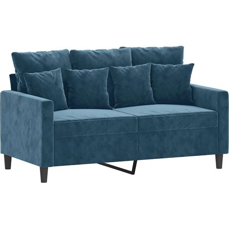 Canapé Sofa à 2 places Bleu 120 cm Velours (1/5)