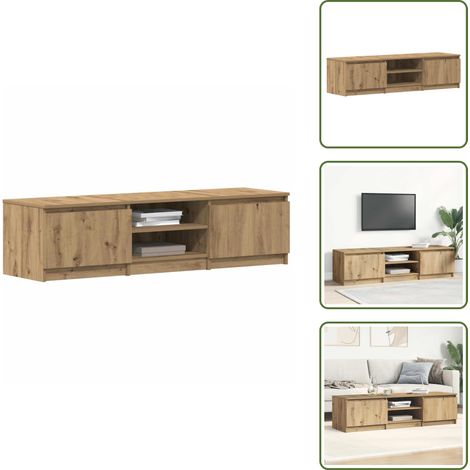 Meuble TV chêne artisanal 140x40x36 cm bois d'ingénierie - Meuble TV - Meubles TV - Support Tv - Banc Tv (1/5)