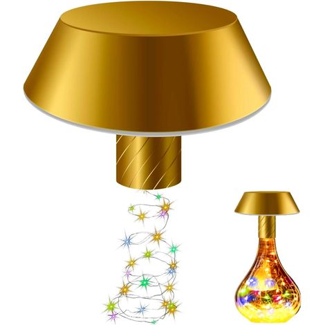 (Or) Lampe Bouteille Sans Fil, Lampe de Table Sans Fil Rechargeable Lampe de Table Tactile à Intensité Variable avec Guirlande Lumineuse pour la Maison, le Bar et le Camping