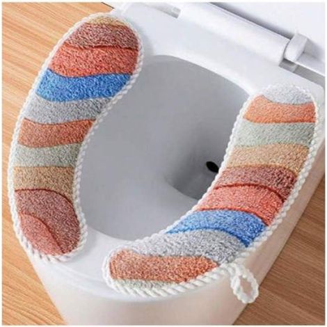 1 housse de siège de toilette, accessoire universel pour toilettes, housse de siège de toilette adhésive à fermeture éclair (1/5)