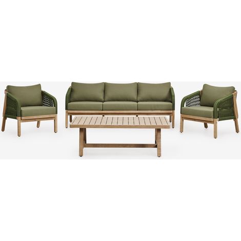 Ensemble de jardin avec canapé 3 places, 2 fauteuils et table basse en bois d'acacia Dubai SKLUM (1/5)
