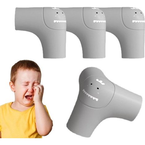 Protección de esquinas para muebles，Almohadillas protectoras，Seguridad infantil en el hogar，Material de silicona reforzado，4 piezas，Gris jaspeado (1/5)