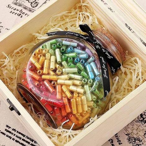 Love Note Capsules - Message in a Bottle - Valentine's Day Gift Capsules (DIY), Transparent Capsules with Colored Paper (334 Capsules)