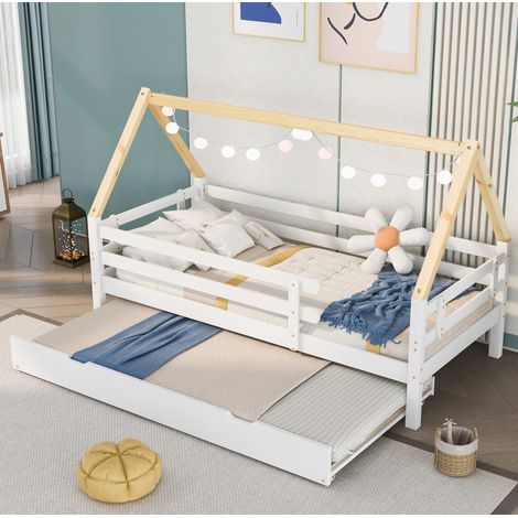 Lit enfant 90x200 avec lit inférieur coulissant OKMYHOME (1/5)