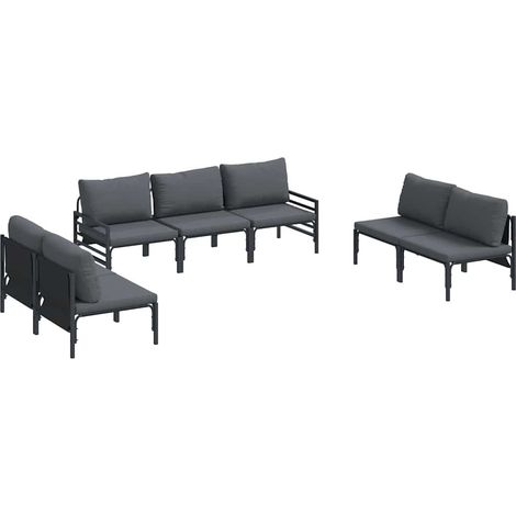 Maison Exclusive - Set Divano da Giardino con cuscino 7 pcs Nero Acciaio