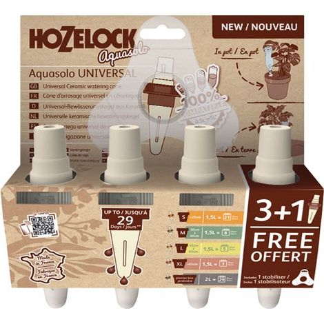 Bewässerungskegel Aquasolo Grau 3+1 Set für Blumenkästen