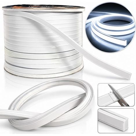 Striscia LED Neon 24V 100 Metri IP65 4000/6500K Luce Flessibile Tagliabile  Luce Naturale 4000K (1/5)