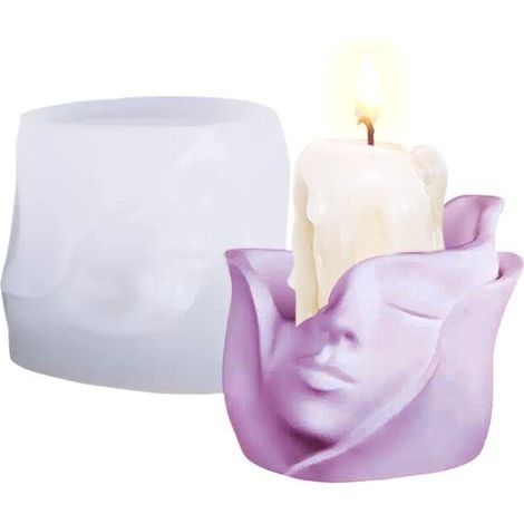 Moule de vase en silicone - Motif visage humain 3D - Moule de rangement multifonction pour savons, etc (1/5)