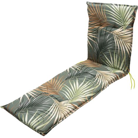 Universal Sonnenliegen Auflage "Palmen" mit Einstellband - 190 x 60 cm - Gartenliegen Kissen in multicolor mit Haltegurt