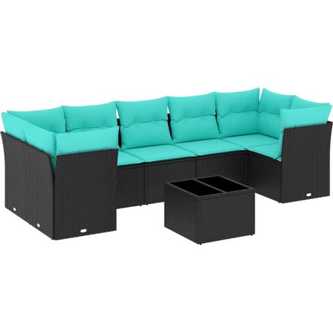 8-tlg. Garten-Sofagarnitur mit Kissen Schwarz Poly Rattan vidaXL (1/3)