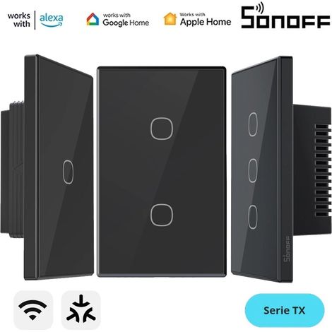 Sonoff TX Gen2 Interruttore Smart WiFi e Matter da Parete Nero Serie T6-120MB Dimensione: 3 Pulsanti