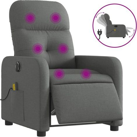 Chaise de massage électrique ergonomique en tissu gris foncé – Fonctions chauffantes, rouleaux cervicaux et lombaires, 3 modes de massage, réglage inclinable, pour relaxation à domicile (1/5)