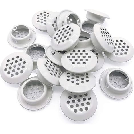 Packung mit 20 runden Dachkastenlüftern, 25 mm – Runde Lüftungsgitter aus Edelstahlgewebe, geeignet für Küchen, Badezimmer, Schränke und Garderoben (Weiß) (1/5)