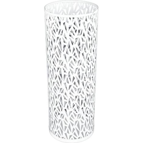Runder, weißer Metall-Schirmständer 23 x 15 cm, perforiert, robust, rustikal, für Büro, Eingangsbereich, Zuhause – ComfortXL