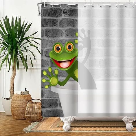 Rideau douche 120x180cm grenouille mignon gris et blanc (1/5)